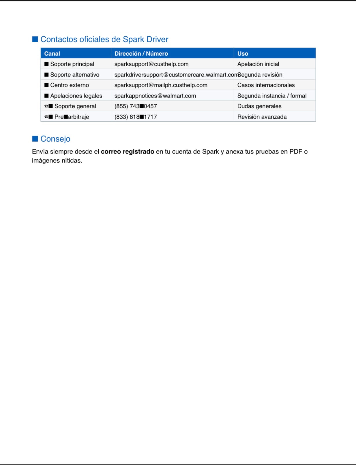 Manual Completo para Conductores Spark Driver Desactivados